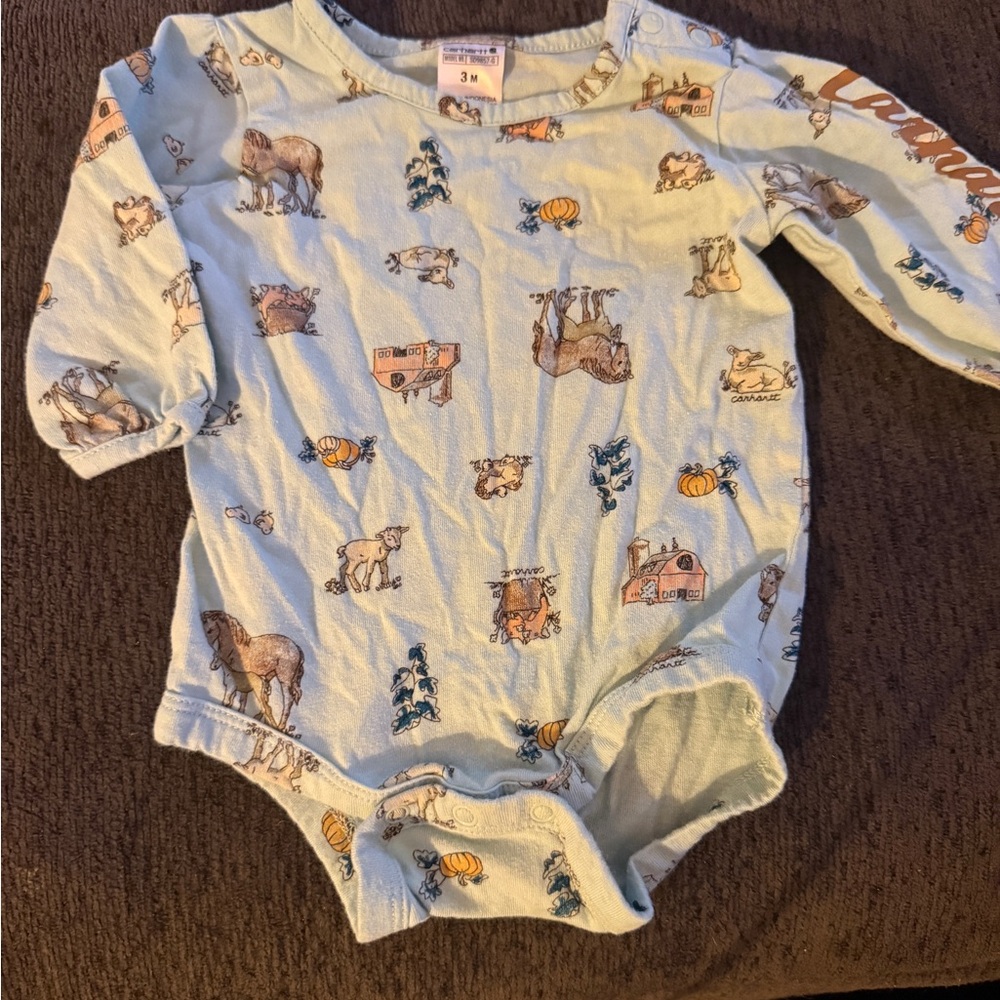 Carhartt Blue Farm Print Kids Bodysuit